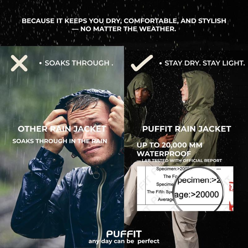 Waterproof Oversized Hoodie Coat Warm Half Zip Rain Jacket - Kamoori