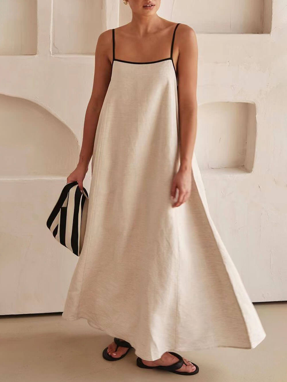 Summer Vibe Contrasting Suspender Dress