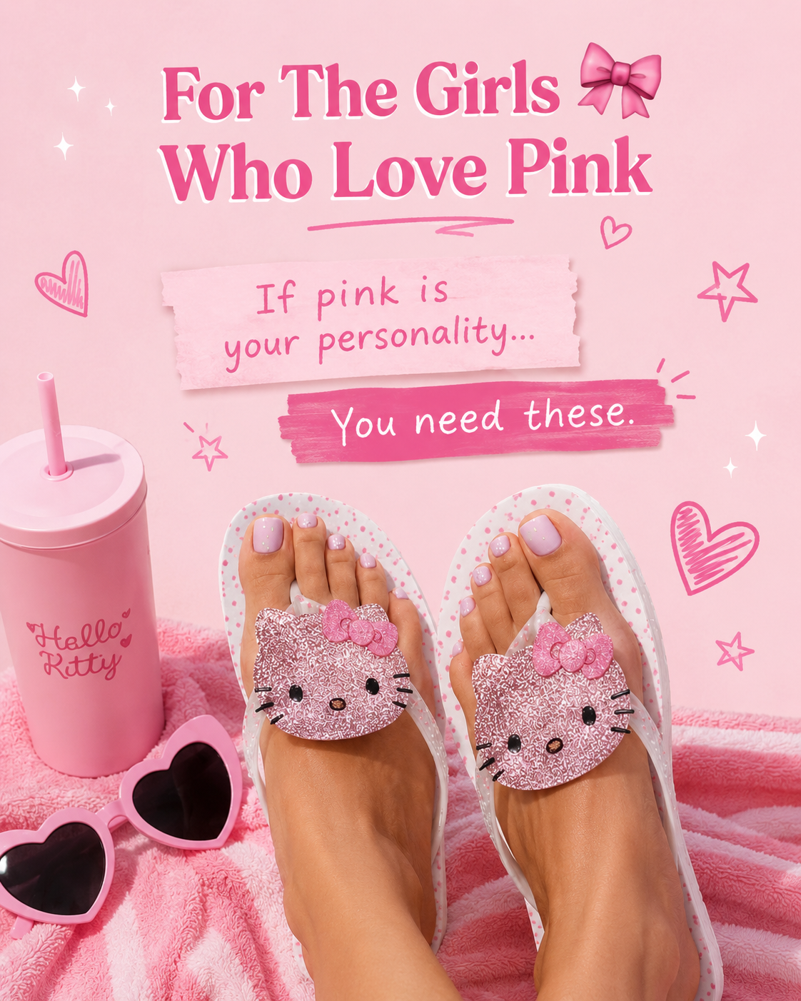 Rhinestone Hello Kitty Flip-Flop