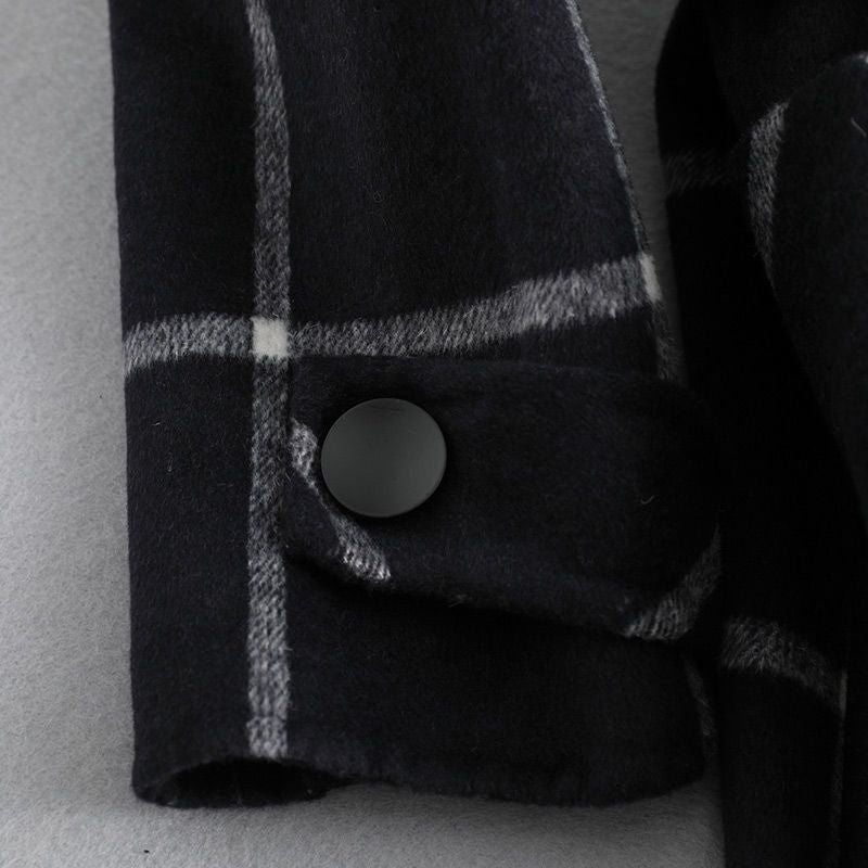 Lapel Plaid Tweed Coat