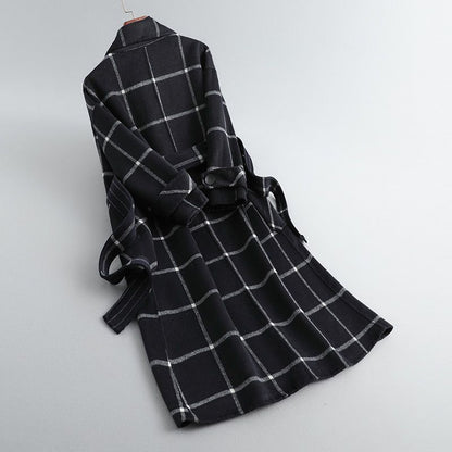 Lapel Plaid Tweed Coat