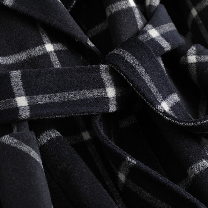 Lapel Plaid Tweed Coat