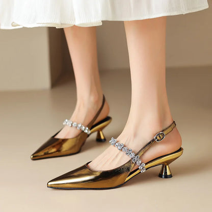 Aurora Rhinestone Kitten Heels