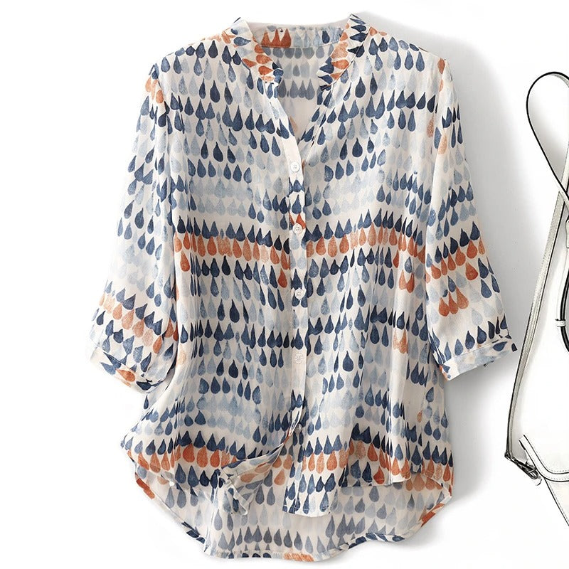 Noemi Printed Linen Blouse