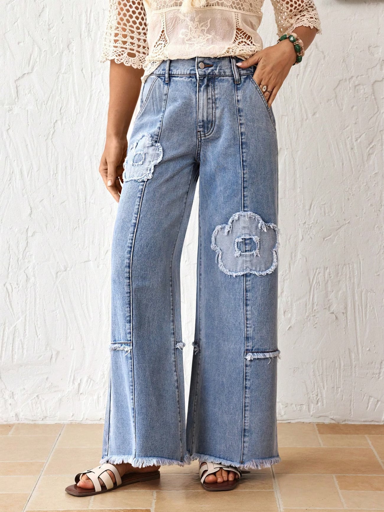 Patchwork Wide Leg Pants