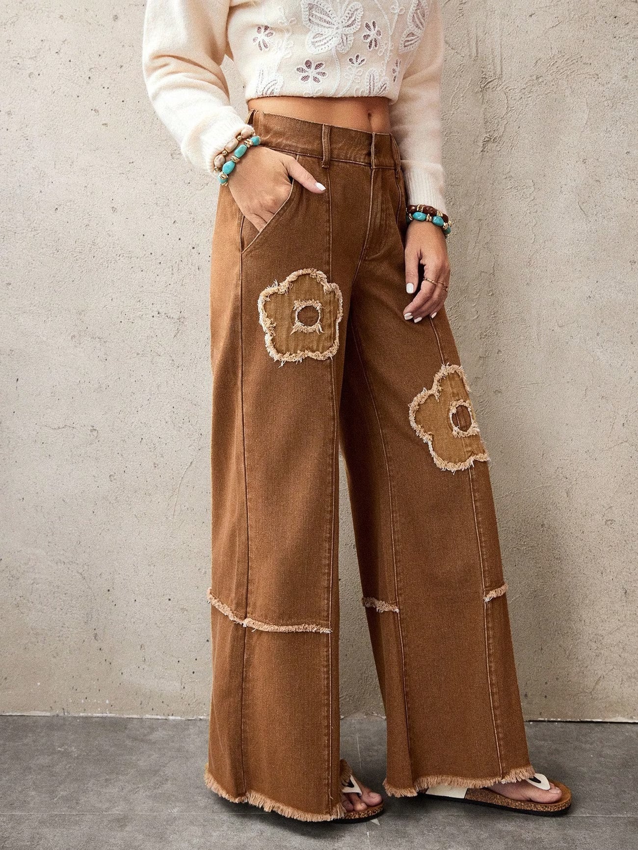 Patchwork Wide Leg Pants