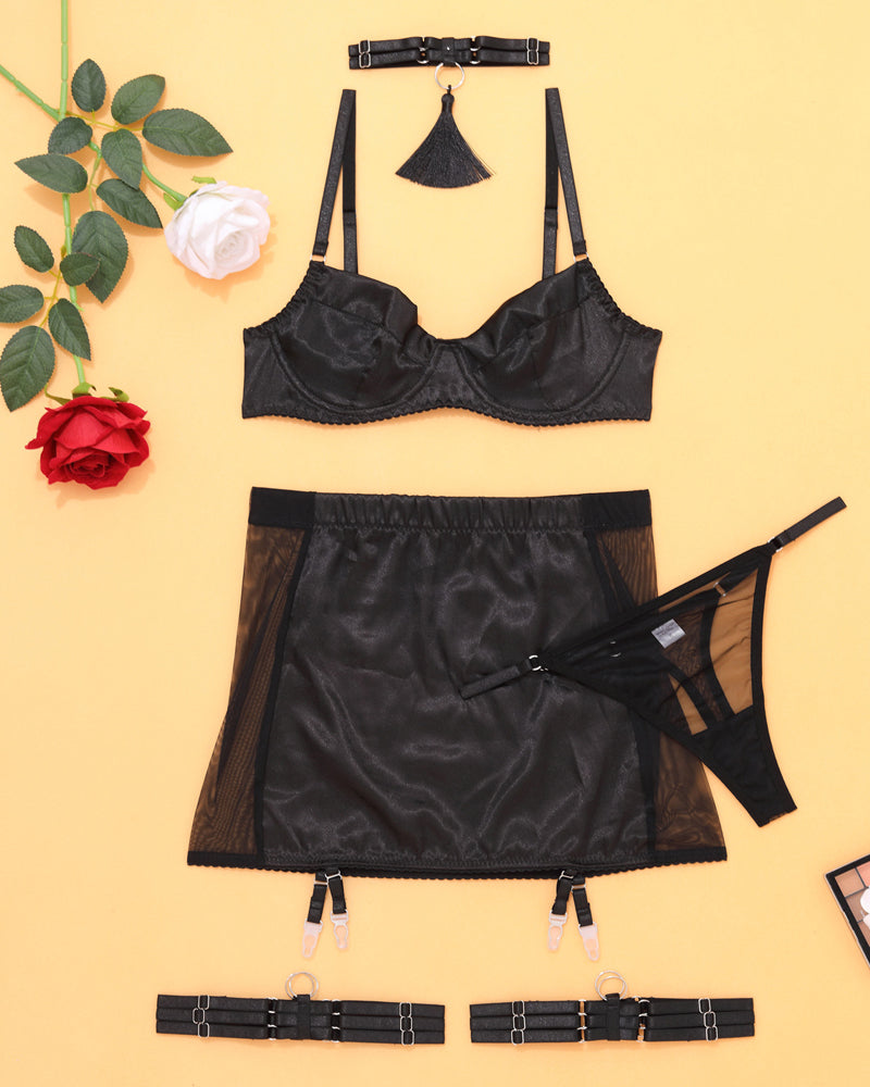 Sexy Tight-fitting Mesh See-through Bodycon Lingerie Set