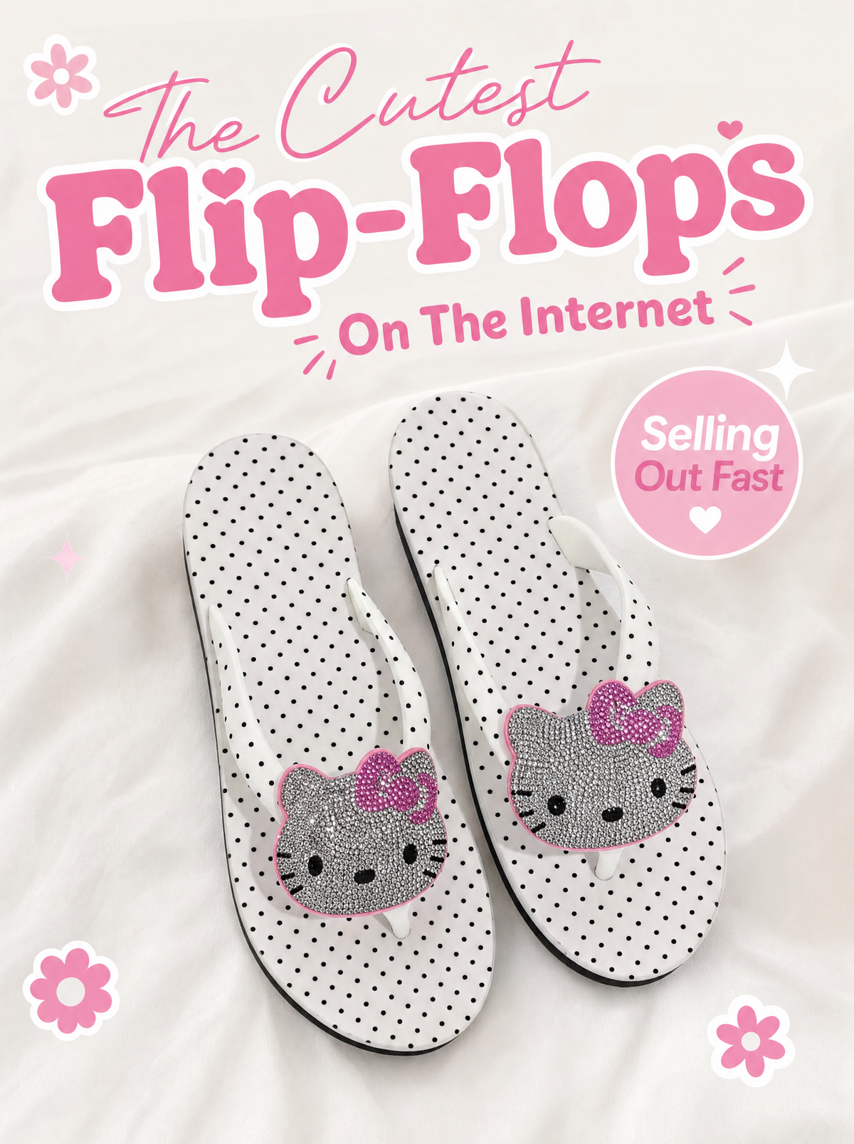 Rhinestone Hello Kitty Flip-Flop