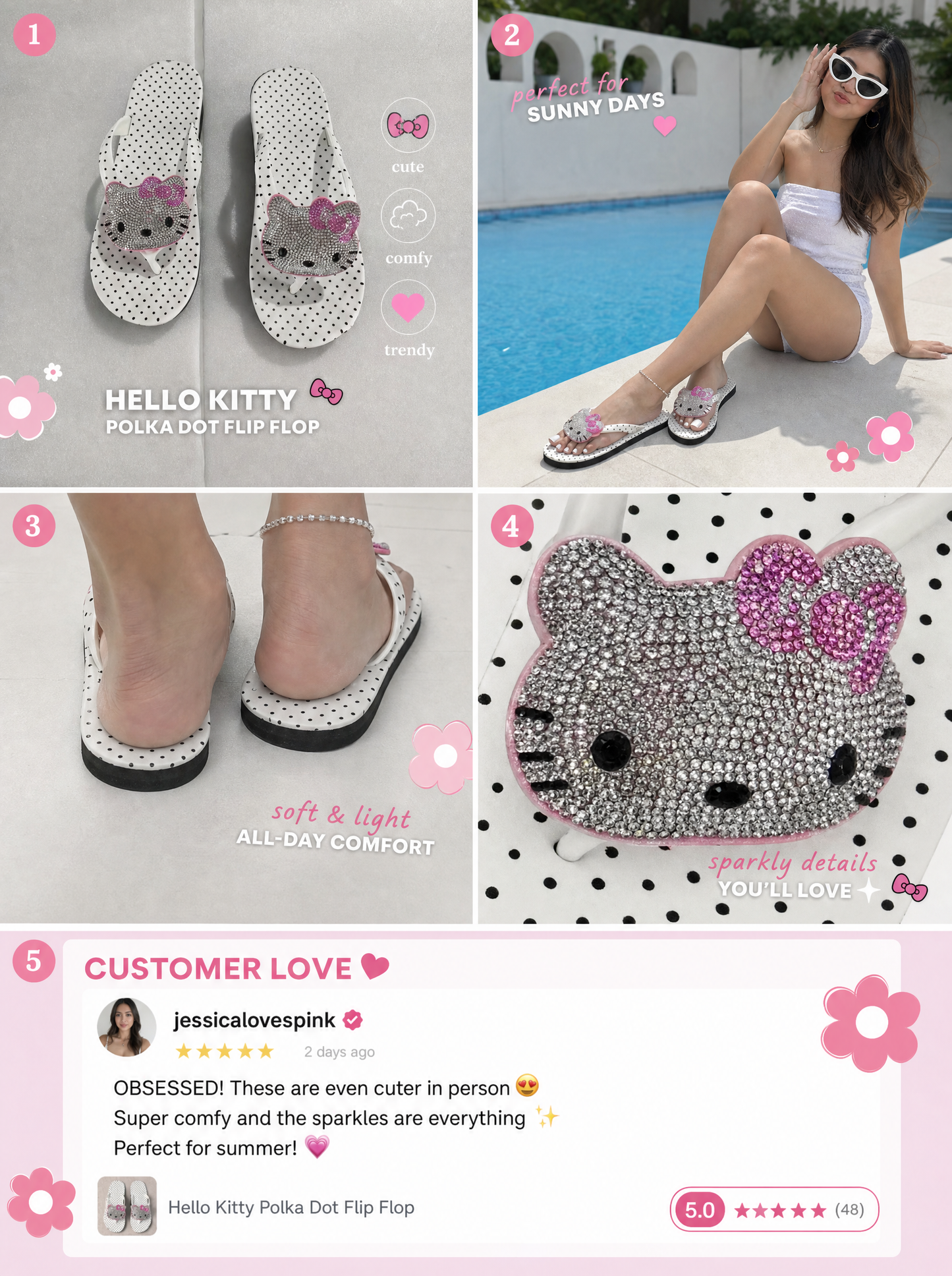 Hello Kitty Rhinestone Slippers