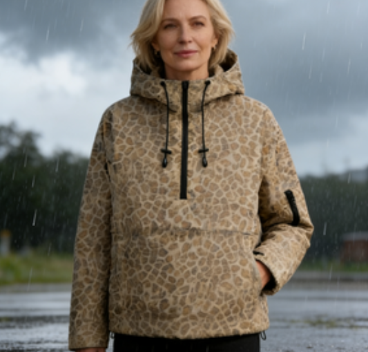 Waterproof Oversized Hoodie Coat Warm Half Zip Rain Jacket - Kamoori