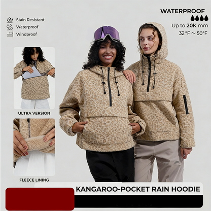 Waterproof Oversized Hoodie Coat Warm Half Zip Rain Jacket - Kamoori