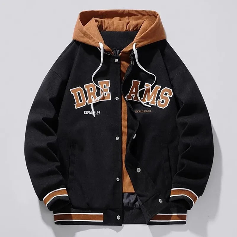 VALKON HOODED VARSITY JACKET