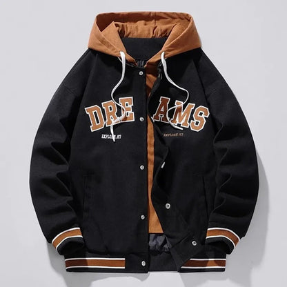 VALKON HOODED VARSITY JACKET